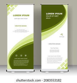 Roll up banner stand template design, for brochure, flyer, infographics. modern advertising. vector illustration