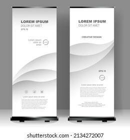 Roll up banner stand design, para folletos, volantes, infografías. publicidad moderna. ilustración vectorial