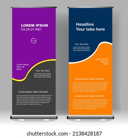 Roll up banner stand template design, for brochure, flyer, infographics. modern advertising. vector illustration