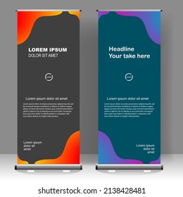 Roll up banner stand template design, for brochure, flyer, infographics. modern advertising. vector illustration