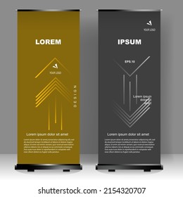 Roll up banner stand template design, for brochure, flyer, infographics. modern advertising. vector illustration