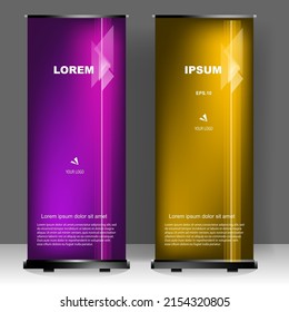 Roll up banner stand template design, for brochure, flyer, infographics. modern advertising. vector illustration