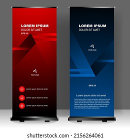 Roll up banner stand template design, for brochure, flyer, infographics. modern advertising. vector illustration