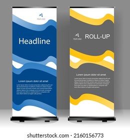 Roll up banner stand design, para folletos, volantes, infografías. publicidad moderna. ilustración vectorial