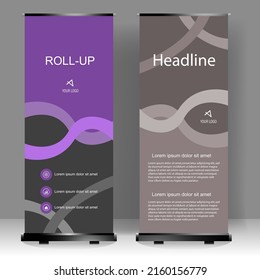 Roll up banner stand design, para folletos, volantes, infografías. publicidad moderna. ilustración vectorial