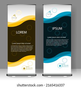 Roll up banner stand template design, for brochure, flyer, infographics. modern advertising. vector illustration