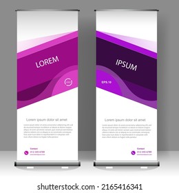 Roll up banner stand template design, for brochure, flyer, infographics. modern advertising. vector illustration