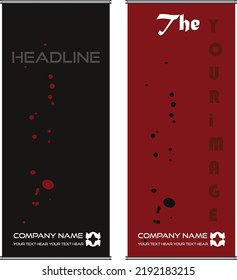 Roll up banner stand template design vector, abstract background