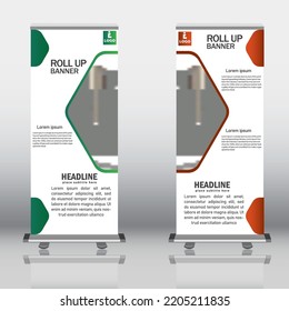 Roll up banner stand template design, for brochure, flyer, infographics. vector illustration