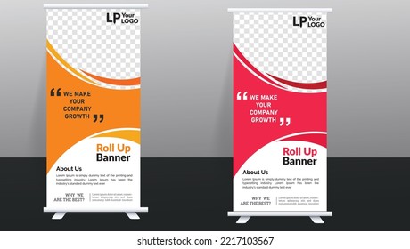 Roll up banner stand template design. ads, shop banner yellow and blue color design template 2023 new design 