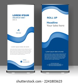 Roll up banner stand template design, for brochure, flyer, infographics. modern advertising. vector illustration