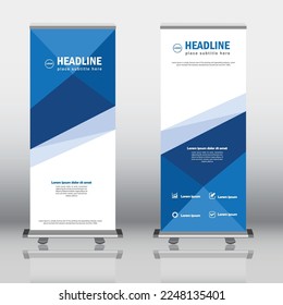 Roll up banner stand design, para folletos, volantes, infografías. publicidad moderna. ilustración vectorial