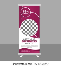 Roll Up Banner Stand Template Design, Business Flyer, Display, X-banner, Flag-banner, and Cover Presentation for Multipurpose