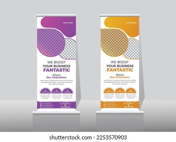 Roll up banner stand template design, advertisement, vector, x-banner, Geometric Roll up banner stand template design.
