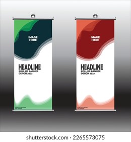 Roll up banner stand template design, Blue banner layout, advertisement, pull up, polygon background, vector illustration, Modern Exhibition Advertising Trend Business Roll Up Banner, Stand, Poster