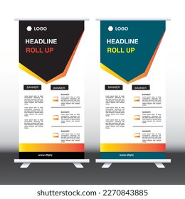 Roll up banner stand template design, business brochure flyer, infographics, presentation, marketing, ads, poster, Double Variant rollup