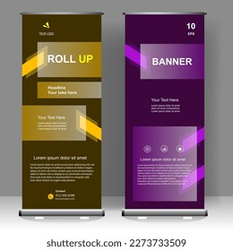 Roll up banner stand template design, for brochure, flyer, infographics. modern advertising. vector illustration