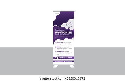 Roll up banner stand template design. vector, illustration, business flyer, display, x-banner, flag-banner, infographics, presentation.