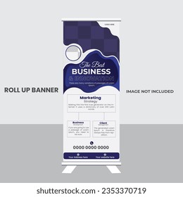 Roll up banner stand template design, Blue banner layout, advertisement, pull up, polygon background, vector illustration, business flyer, display, x-banner, flag-banner, infographics, presentation.
