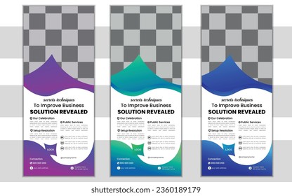 Roll up banner stand template design, x-banner, polygon background, vertical template design, annual meetings presentations for brochure, modern advertising,