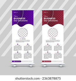 Roll-up-Banner-Ständer-Design, Geschäftsbroschürenflyer, Infografiken, Präsentation, Werbung, Marketing, Werbung, Poster, Hintergrund