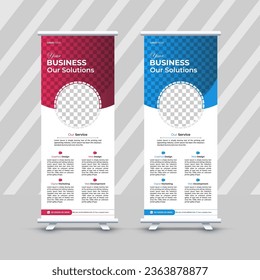 Rollup up banner stand de diseño de plantillas, folleto de negocios, infografía, presentación, publicidad, marketing, anuncios, póster, fondo de polígono