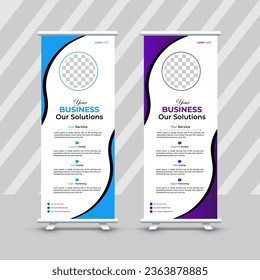 Roll-up-Banner-Ständer-Design, Geschäftsbroschürenflyer, Infografiken, Präsentation, Werbung, Marketing, Werbung, Poster, Hintergrund