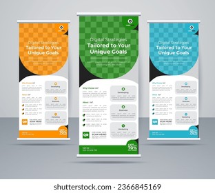 Roll up banner stand de diseño ilustración vectorial, Presentación y Folleto Volante. Ilustración del vector