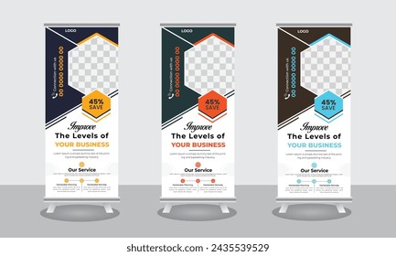 Roll up banner stand template design Roll up banner stand template design Roll Up Banner template design vector illustration, Presentation and Brochure Flyer. Vector illustration