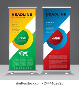 Roll up banner stand template design, Vertical Banner template, X banner, pull up, eps 10