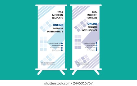 Roll up banner stand template design, Blue banner layout, advertisement, pull up, polygon background, vector illustration, business flyer, display, x-banner, flag-banner, infographics, presentation
