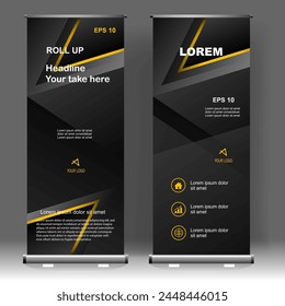 Roll up banner stand template design, for brochure, flyer, infographics. modern advertising. vector illustration