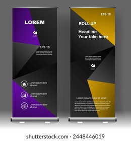 Roll up banner stand template design, for brochure, flyer, infographics. modern advertising. vector illustration