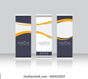 Roll up banner stand template design. vector illustrator