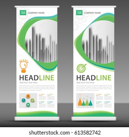 Roll up banner stand template design, infographics vector, display, presentation, advetisement, marketing, ads, poster