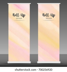 Roll up banner stand template design, business flyer, paint background, advertising, x-banner layout, modern creative concept
