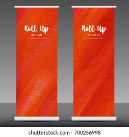 Roll up banner stand template design, business flyer, paint background, advertising, x-banner layout, modern creative concept