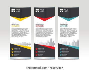 Roll up banner stand template design - vector illustration