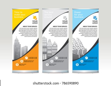 Roll up banner stand template design - vector illustration