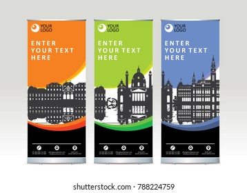 Aufrollen des Bannerstandentwurfs - Vektorgrafik