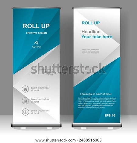 Roll up banner stand template design, for brochure, flyer, infographics. modern advertising. vector illustration