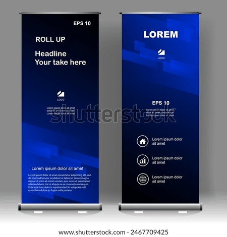 Roll up banner stand template design, for brochure, flyer, infographics. modern advertising. vector illustration	