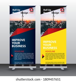Rolling up banner stand template, stand design,banner template,Yellow Banner, publicidad, idea creativa