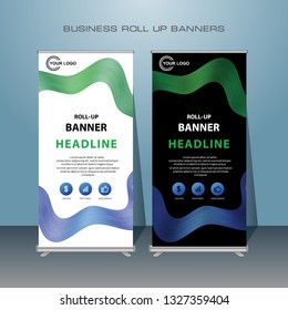Roll Up Banner Stand Template Design.Modern Standing Banner Business Template.