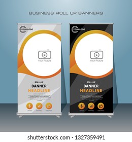 Roll Up Banner Stand Template Design.Modern Standing Banner Business Template.