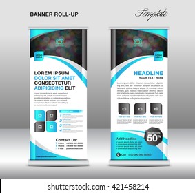 Roll Up Banner Stand Template, Display, Advertisement, Flyer Design, Vector Illustration