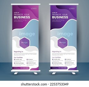 Roll up banner stand template Vertical  Design.Vector Background Signboard,  Advertising Brochure Flyer Template, X-banner and Street Business Flag of Convenience, Graphic template roll-up for exhibit