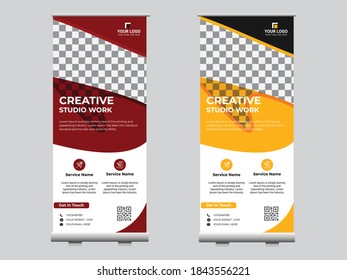 Roll up banner stand template wave design