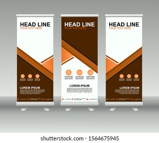 Roll up banner stand. Vertical Vector template design. Modern Flag Banner Design with abstract background can be used for Annual Report, Cover, Flyer, Magazine, Presentation, Poster, Website