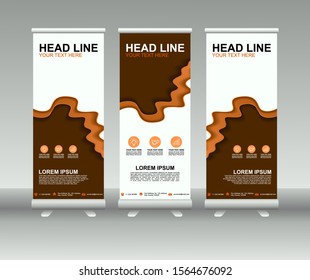 Roll up banner stand. Vertical Vector template design. Modern Flag Banner Design with abstract background can be used for Annual Report, Cover, Flyer, Magazine, Presentation, Poster, Website